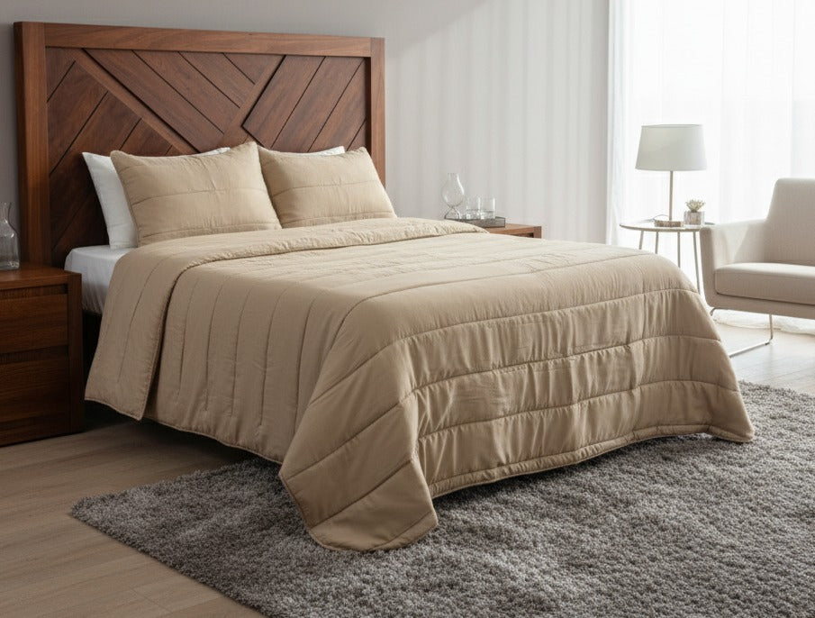 Cubrecama Quilting Taupe Queen