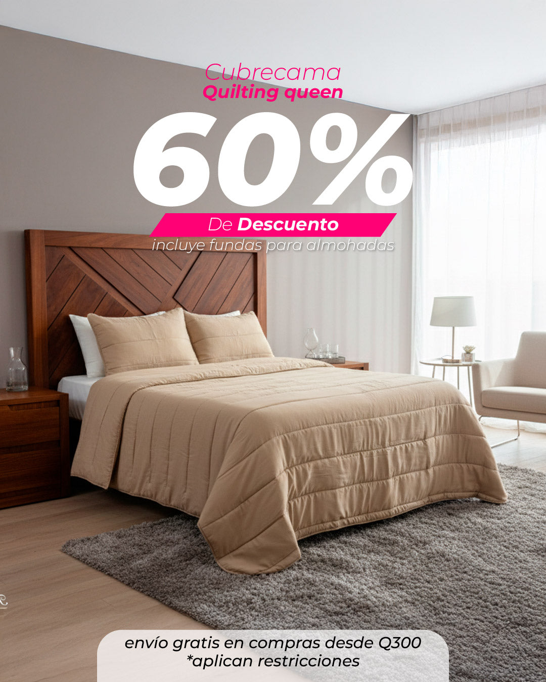 Cubrecama Quilting Taupe 60% de descuento
